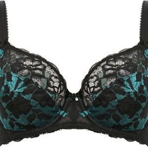 Fantasie Black and Teal Lace Underwire Bra